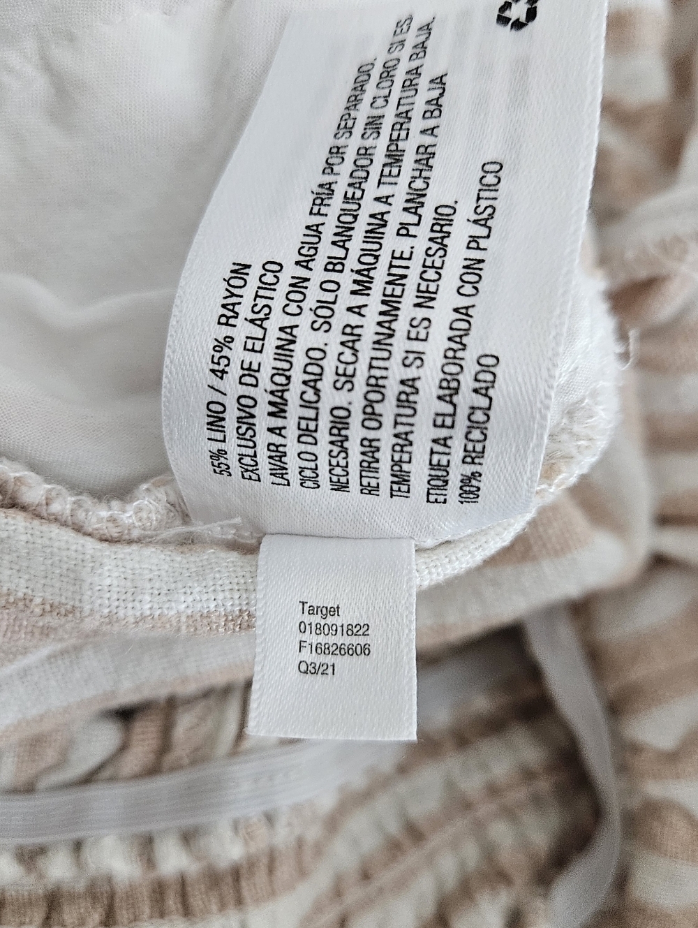 A New Day Cropped Jumpsuit Linen Beige Stripe Tie Straps V Neck Pants Romper XS - Picture 7 of 7